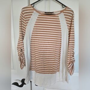 Doe & Rae strip button sleeve top